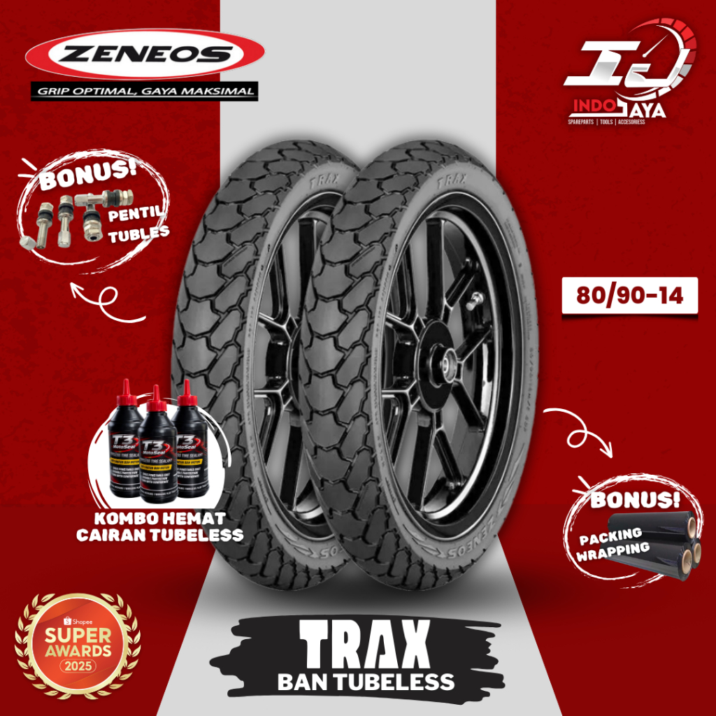 [READY COD] ZENEOS TRAX BAN DUAL PURPOSE TUBELESS (80/90-14) BAN ON/OFF ROAD / ON OFF ROAD / BAN ASP