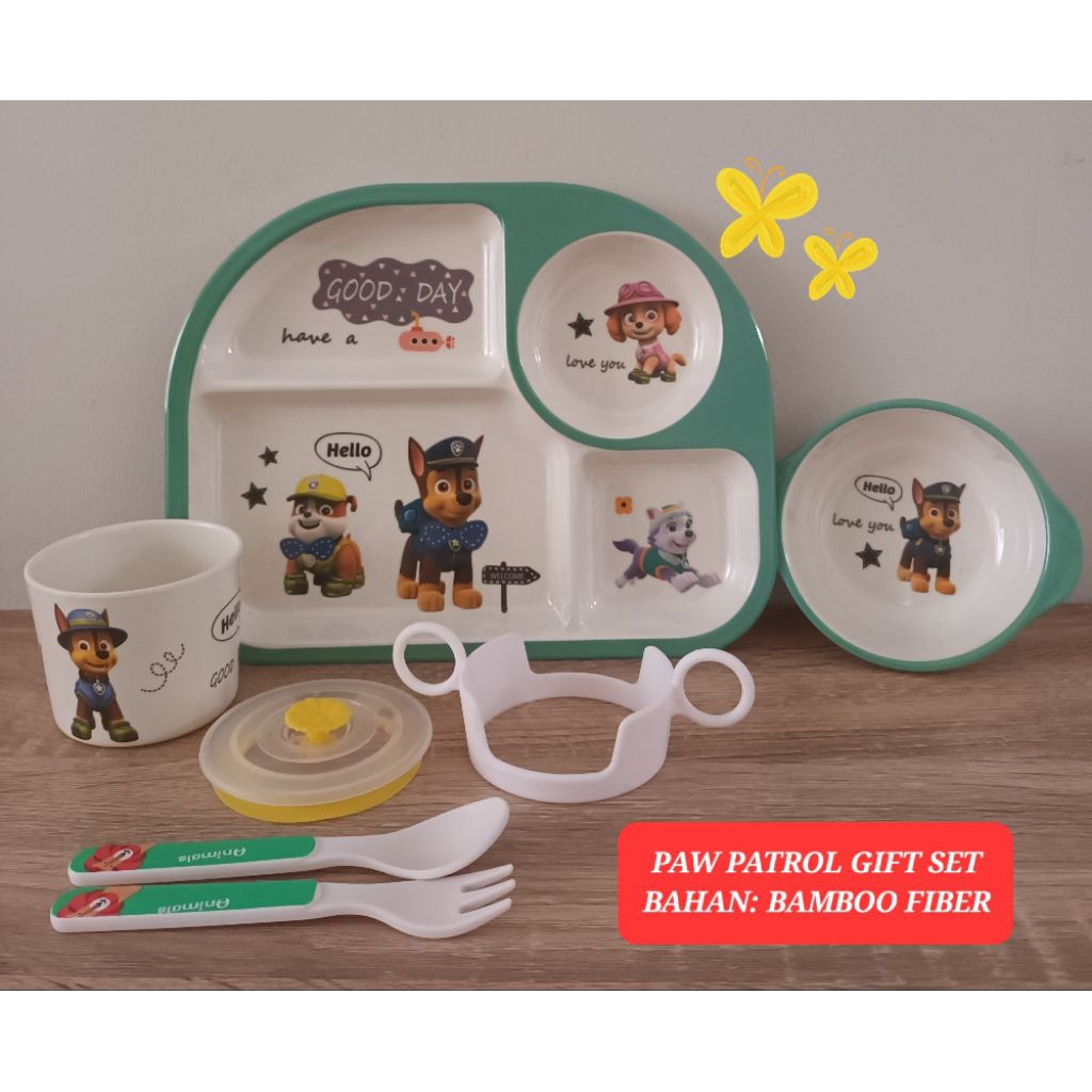 kado anak paw patrol piring makan karakter paw patrol gift set karakter chase paw patrol set alat ma