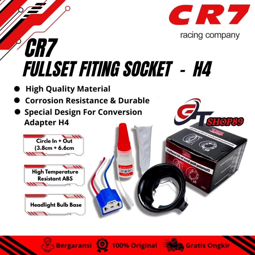 Fitting Socket H4 Dudukan Lampu Fitting H4 Lengkap Set CR7  LAMPU FITTING LAMPU H4 LED