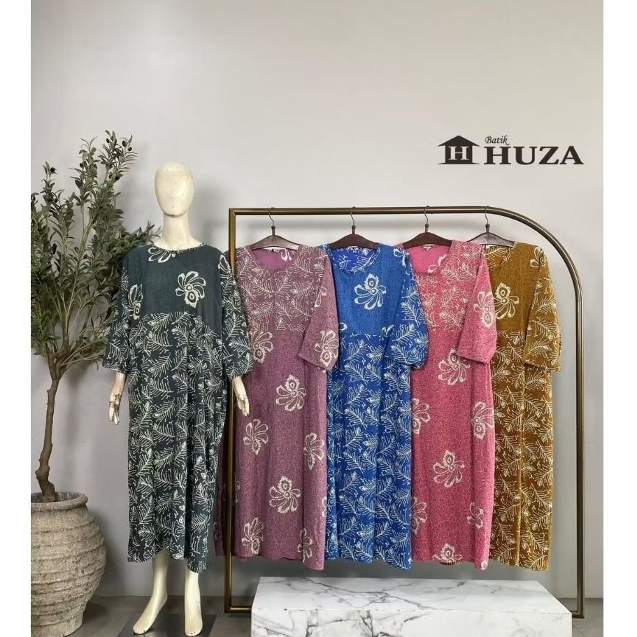 {LD 128 CM} Daster Huza Batik Pekalongan Busui Friendly Home Dress Jumbo Sleting Depan ll S Jumbo Re