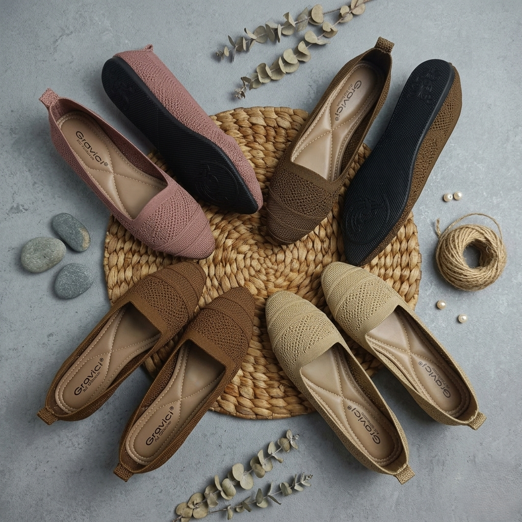 GRAVICI - SEPATU FLAT RAJUT WANITA ELEGAN DO-42