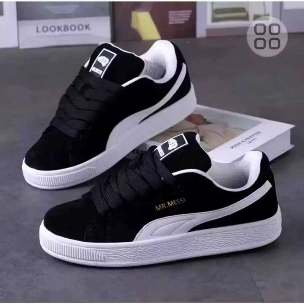 PROMO Sepatu Suede Hitam Putih Cewe & Cowo Sepatu Sekolah
