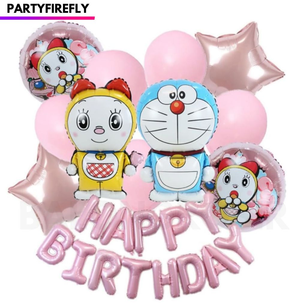 Balon Foil Kartun Doraemon Dorami  untuk Pesta Ulang Tahun Anak-Anak, Perlengkapan Balon Helium, Dek