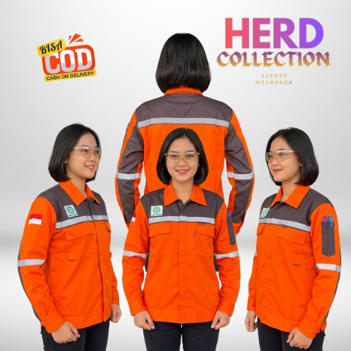 [COD] Wearpack Safety Baju seragam kerja Proyek panjang Pria Wanita Atasan Warna Oren Hitam