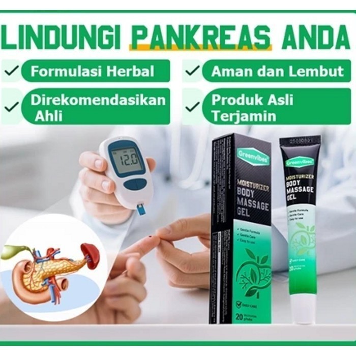 Penunjang Keseimbangan Gula Darah, Moisturizer Body Massage Gel, Perawatan Harian, Herbal Alami 30g