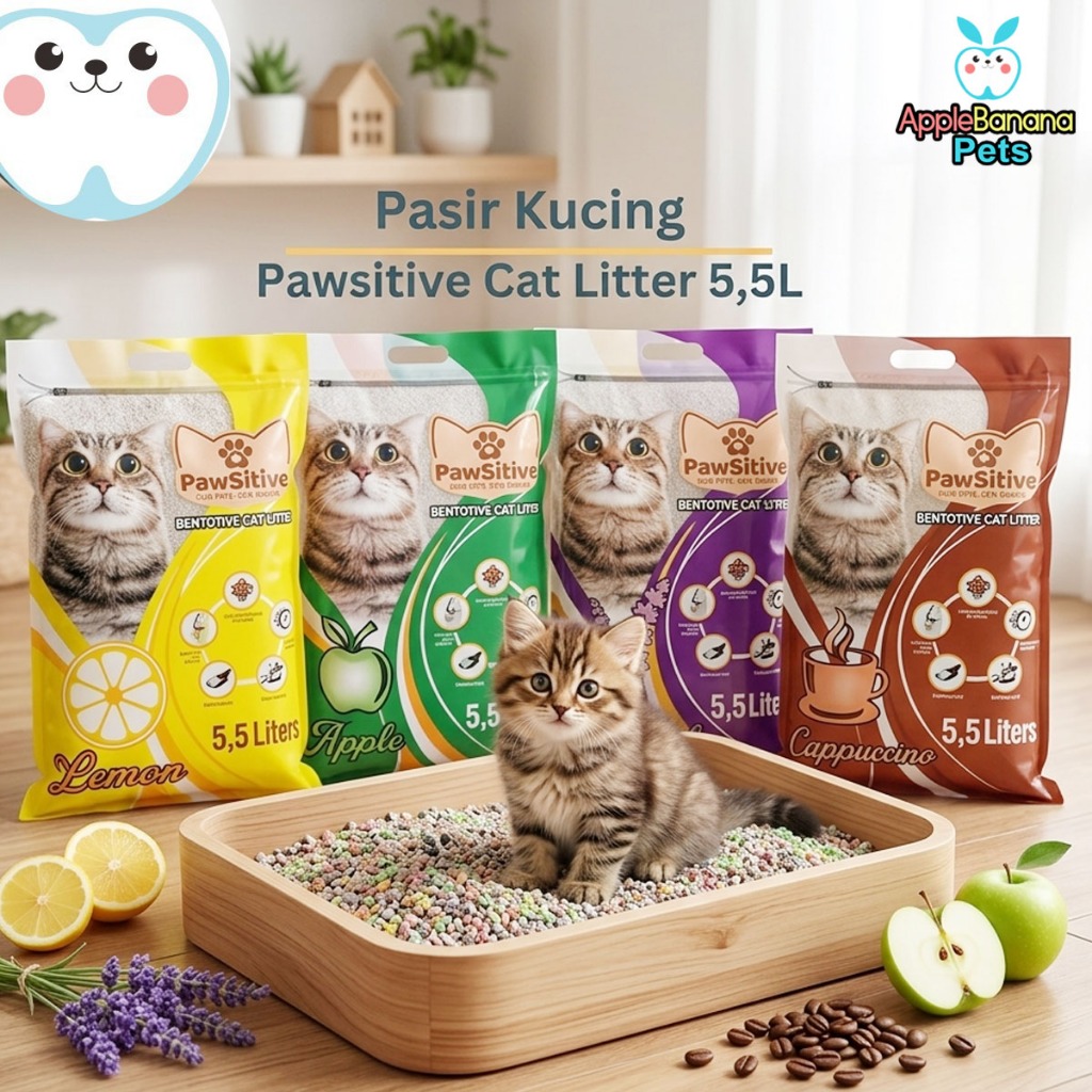 Pasir Kucing Pawsitive 5,5 Liter - Pasir kucing Gumpal wangi - Pasir Gumpal Pawsitive 5.5 L - Pasir 