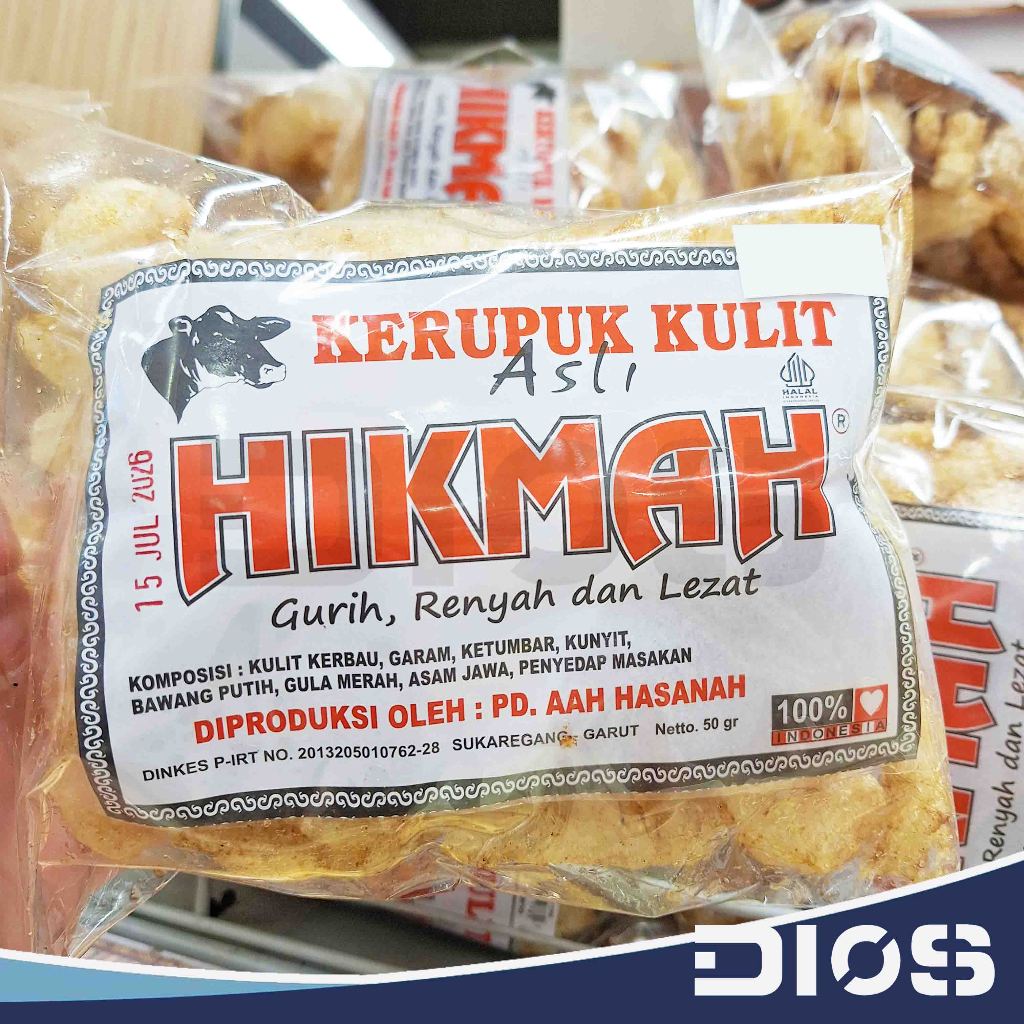 HIKMAH Kerupuk Kulit Kerbau ORIGINAL 50gr per 1 bks Asli Garut Halal Bandung