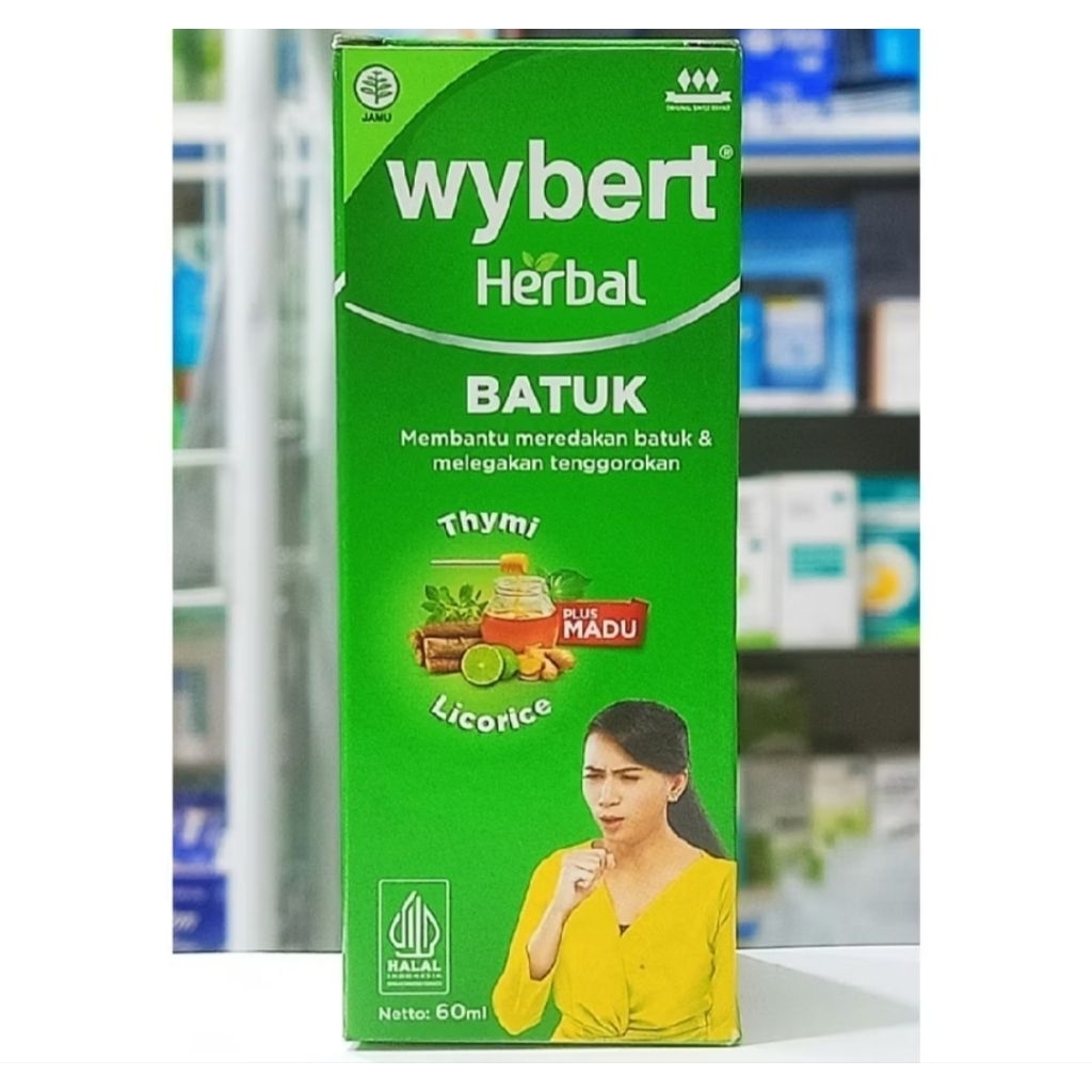 wybert herbal Syrup batuk untuk melegakan tenggorokan mengencerkan dahak aman untuk ibu hamil 60 ml