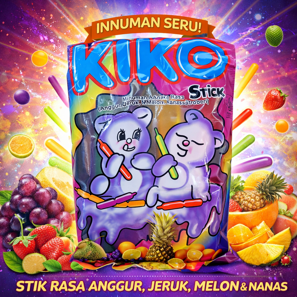 KIKO Es Stik Jelly - 10 Sticks, Rasa Buah Alami, Berserat Tinggi