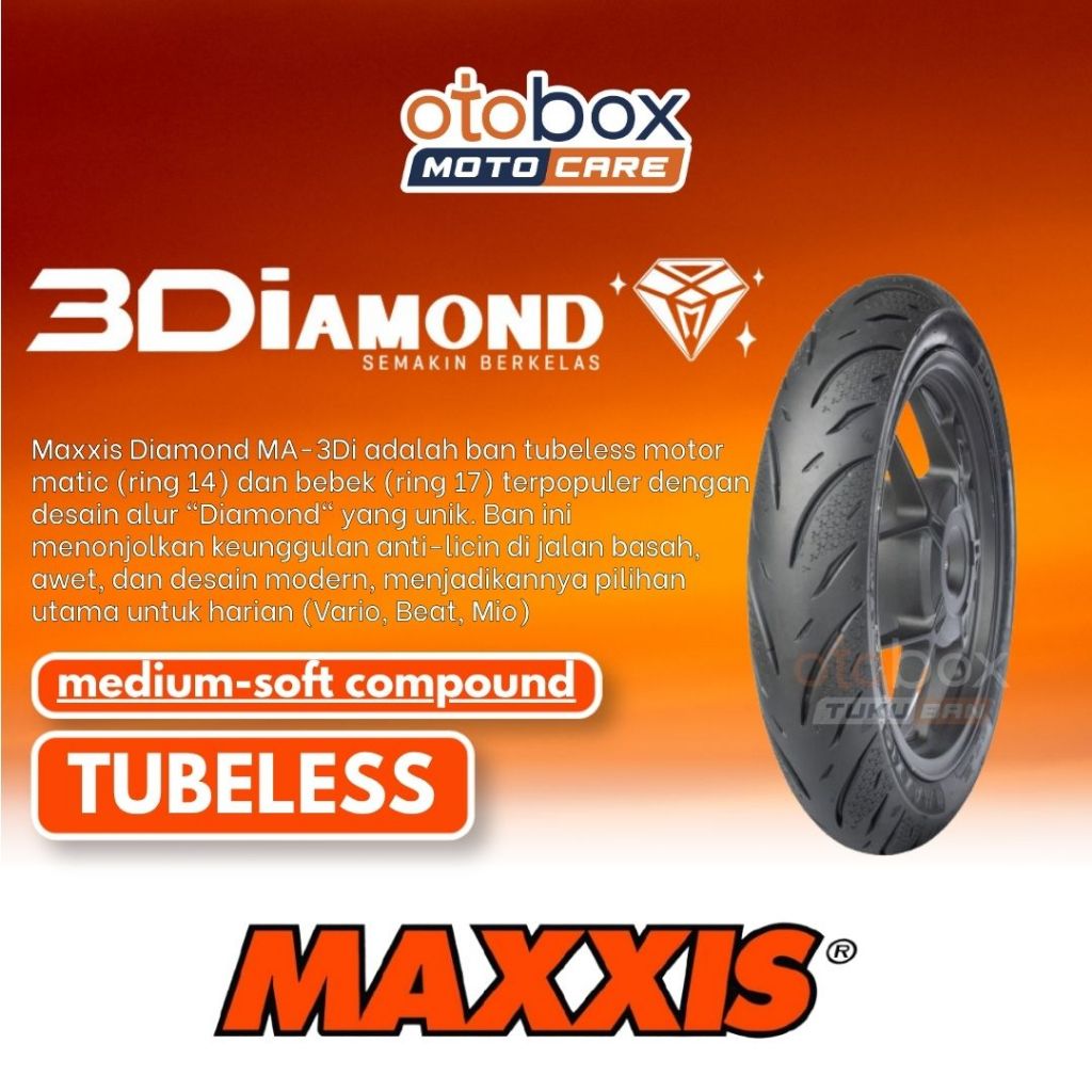 BAN LUAR MOTOR RING 17 TUBLES MAXXIS DIAMOND MA3DI TUBELESS RING 17 BAN SEPEDA MOTOR TAHAN LAMA
