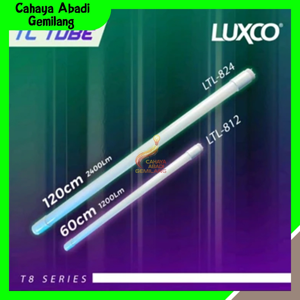 Lampu TL LED luxco panjang 60 cm & 120 cm T8 Glass Daylight putih / Neon LED
