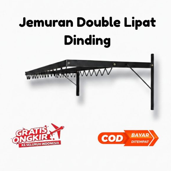 Jemuran Double Lipat Dinding Besi Kuat | Rak Jemuran Lipat Hemat Tempat | Gantungan Jemur Pakaian