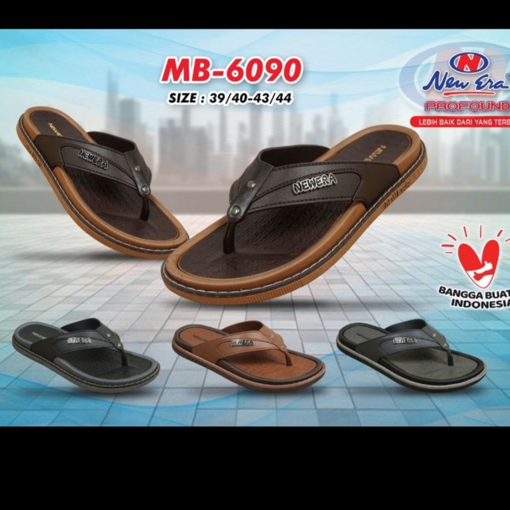 COD)sandal jepit new era karet lentur santai/sandal pria new era original anti air anti slip