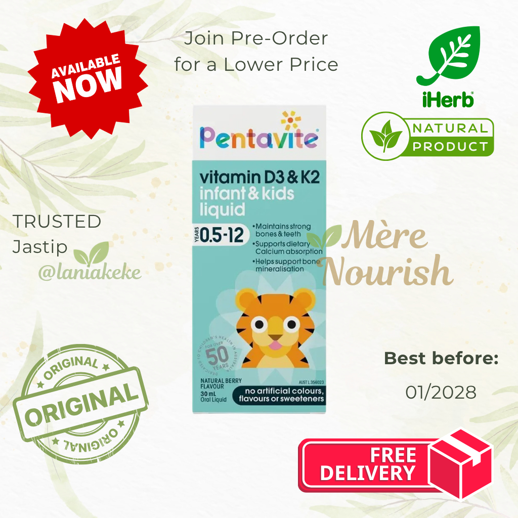 PENTAVITE Vitamin D3 & K2 Kids Liquid 30ml - VITAMIN D3 BAYI DAN ANAK