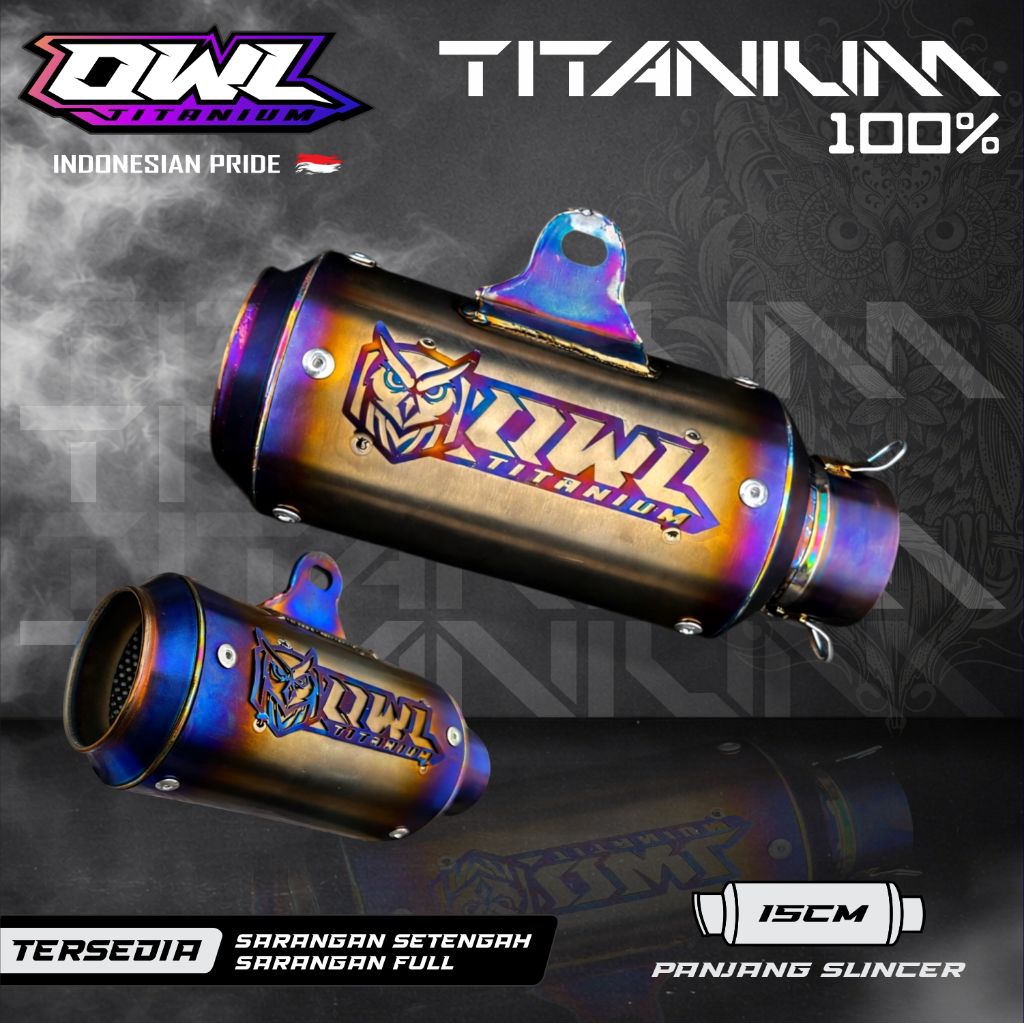 Knalpot original OWL RACING TITANIUM pnp untuk semua type motor Mxking / Y15 zr / Exciter150 / Snipe