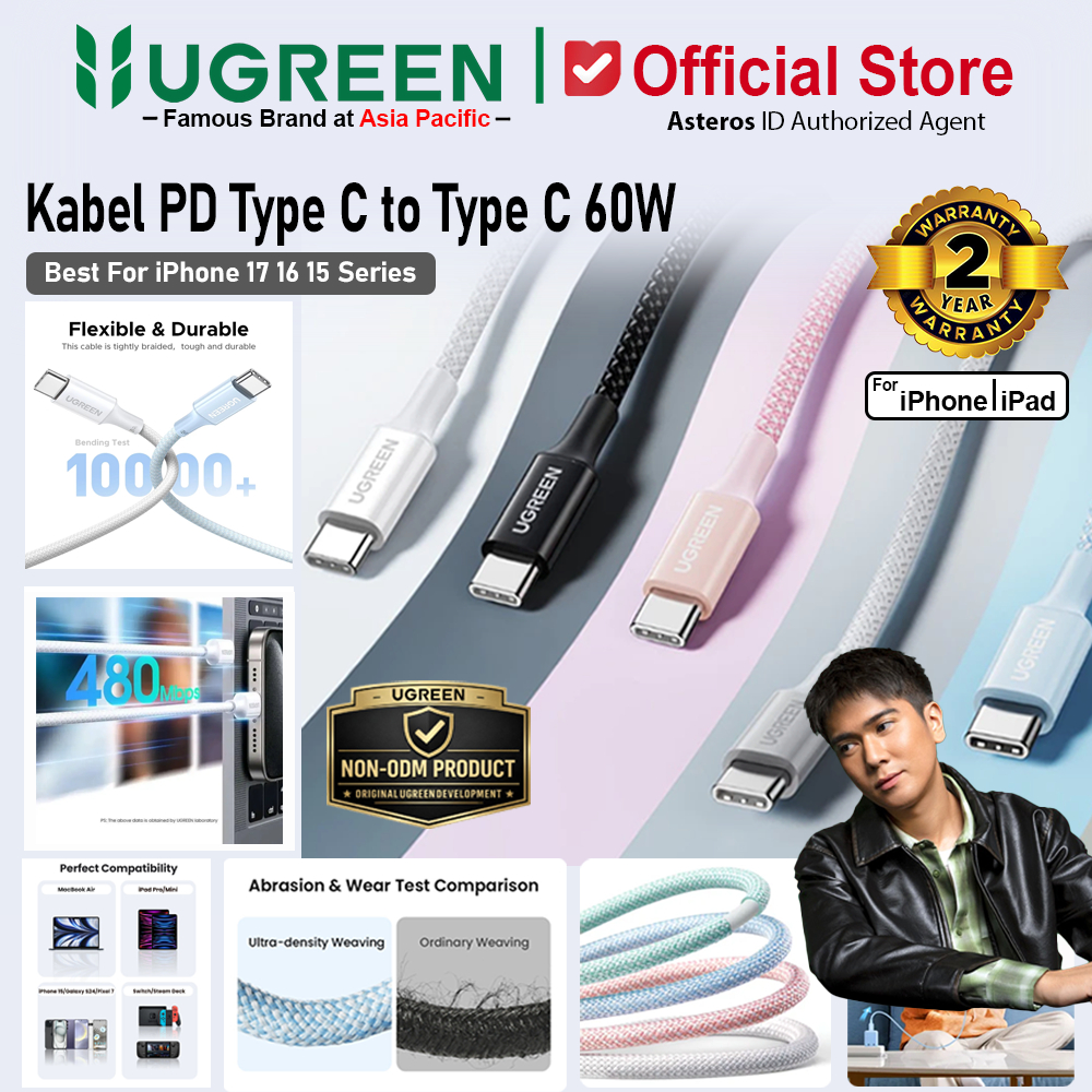 UGREEN Kabel iPhone 15 16 17 Pro Max PD Type C to Type C Fast Charging 3A 60w max