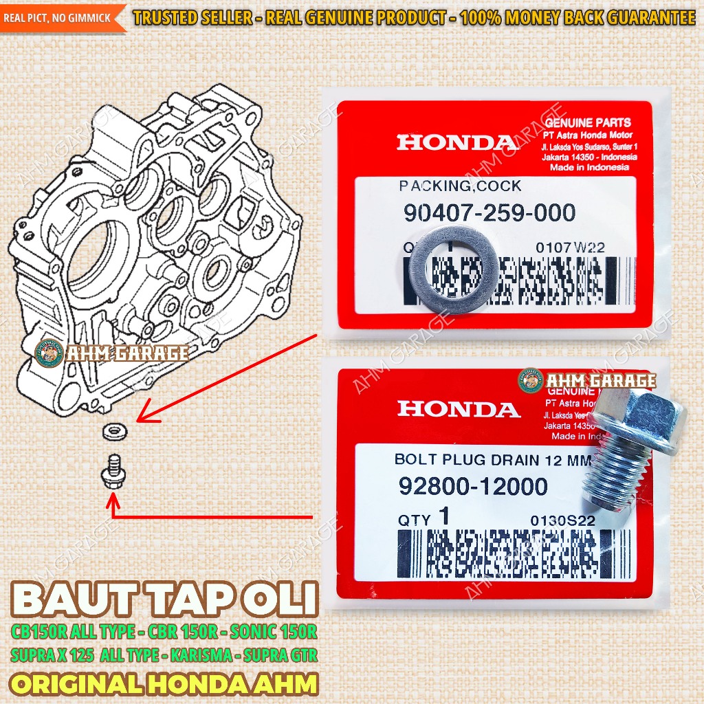 Baut Tap Oli Mesin New CB150R StreetFire K15G Baut Pembuangan Oli CB 150R LED K15M K15P Ring Alumuni