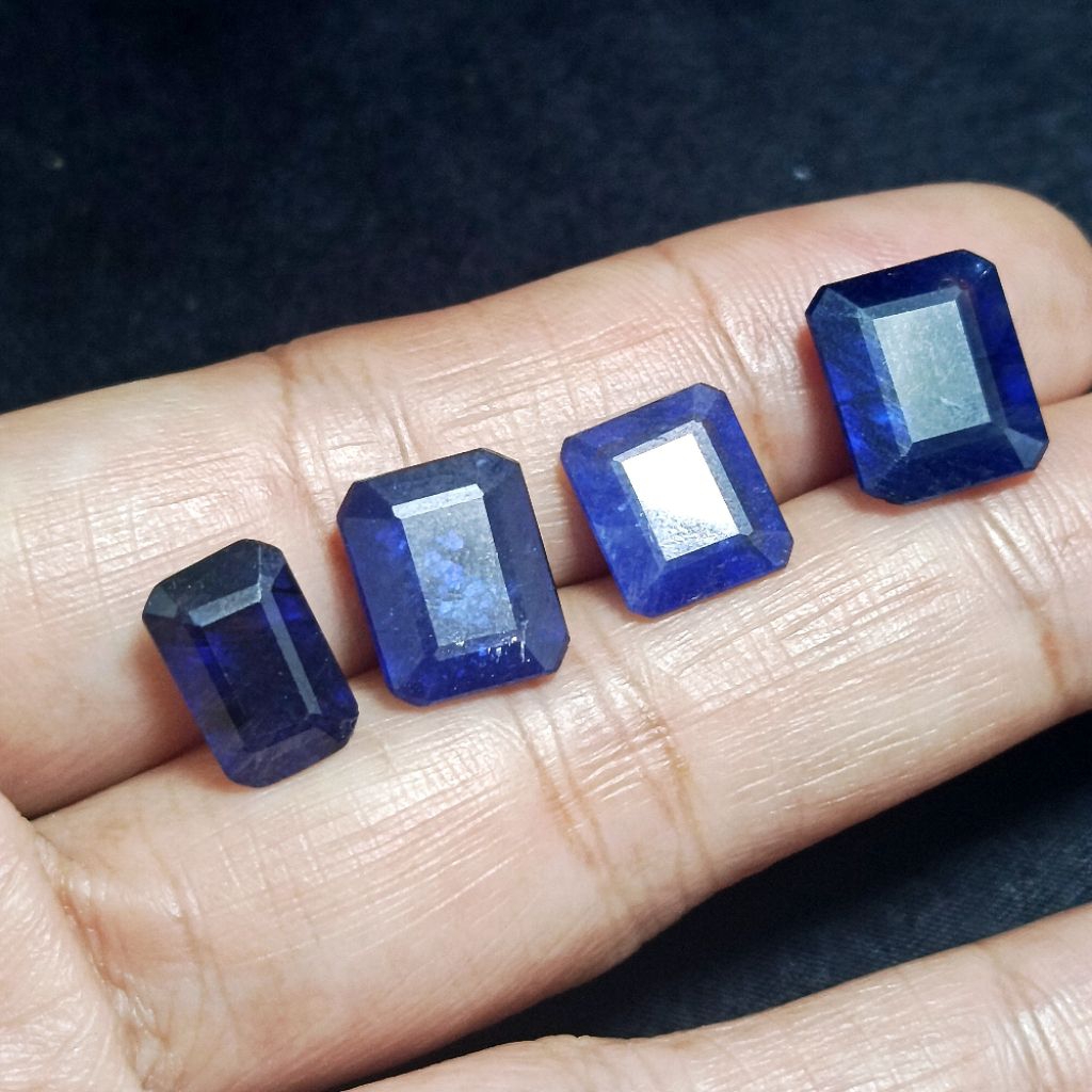 Batu Permata Mulia Blue Sapphire / Safir High Quality Octagon Cut - Blue Safir Asli Kating Kotak