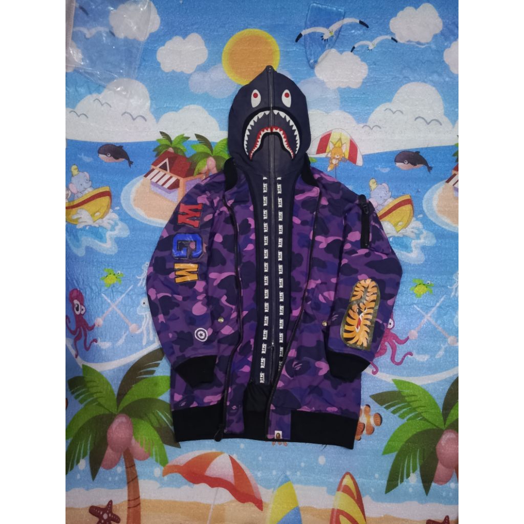 Bape shark parka mix hoodie purple camo