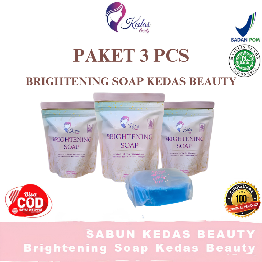 PAKET HEMAT 3 PCS Sabun Kedas Beauty Brightening Soap BPOM Sabun Whitening Memutihkan Badan Mencerah
