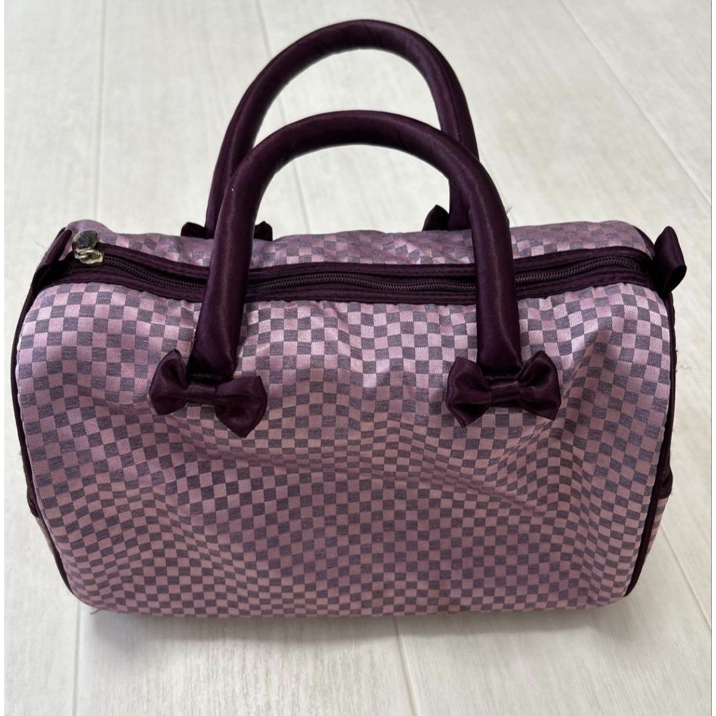 Tas naraya checkered Boston bag satin purple original Thailand