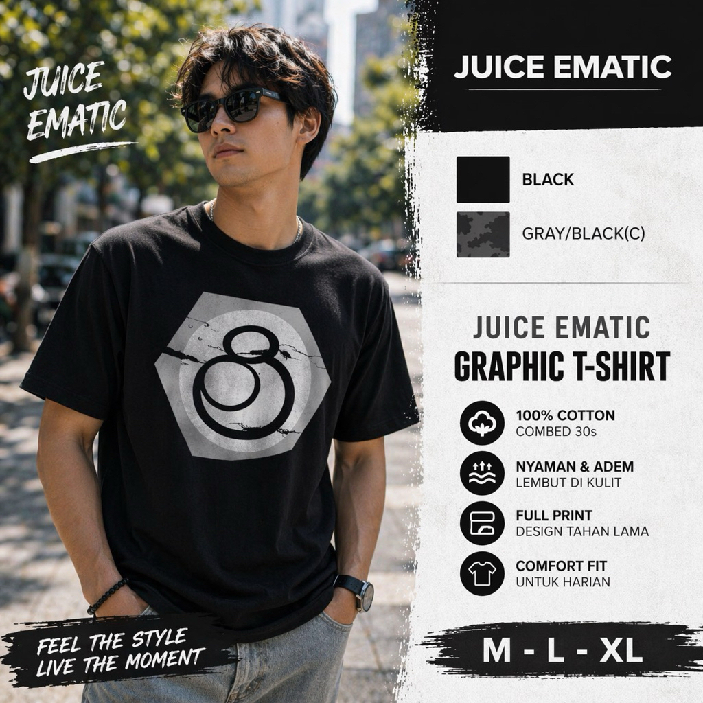 Kaos Surfing JUICE EMATIC "The Iron Hex Tee". Fabric, Full Label & Tags Original Tee 1 1 [real pict]
