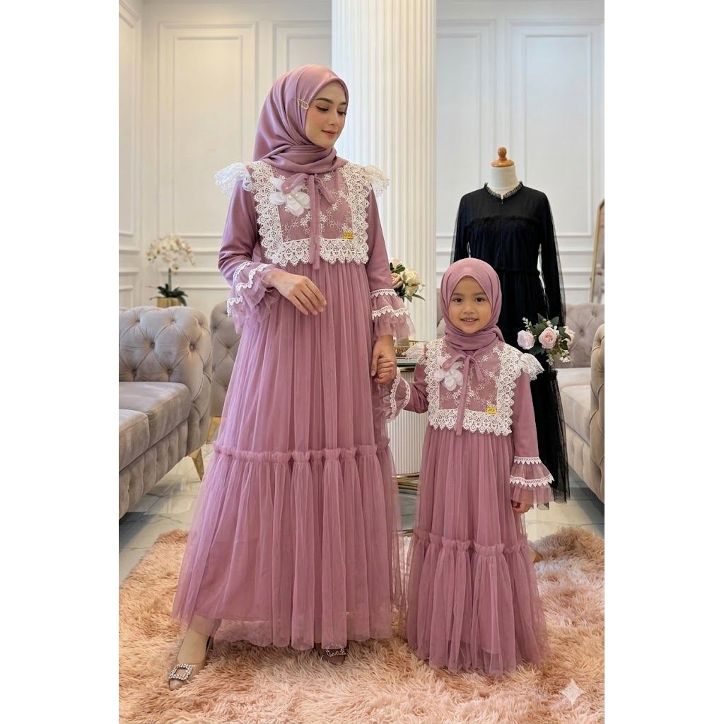 GAMIS COUPLE IBU DAN ANAK AINUN DRESS//Gamis couple ibu dan anak perempuan , dress anak perempuan lu