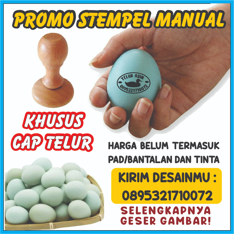 STEMPEL KAYU MINI KECIL TELUR ASIN CUSTOM FREE DESAIN MURAH STEMPEL PAD CAP