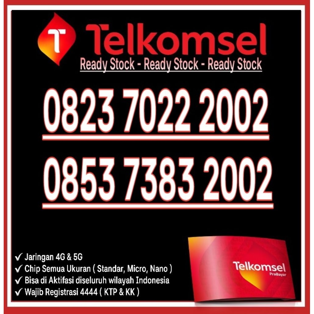 Nomor Cantik Telkomsel AS 4G Lte Seri Tahun 2002
