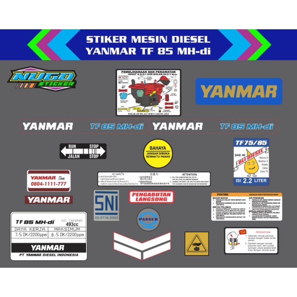Stiker mesin diesel Yanmar TF 85 MH-di