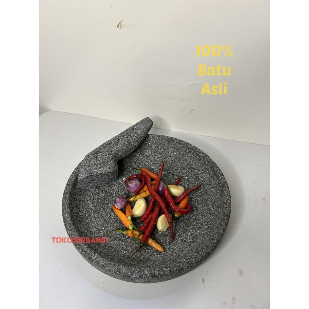 Cobek Cowek Batu Asli Ukuran 26 cm