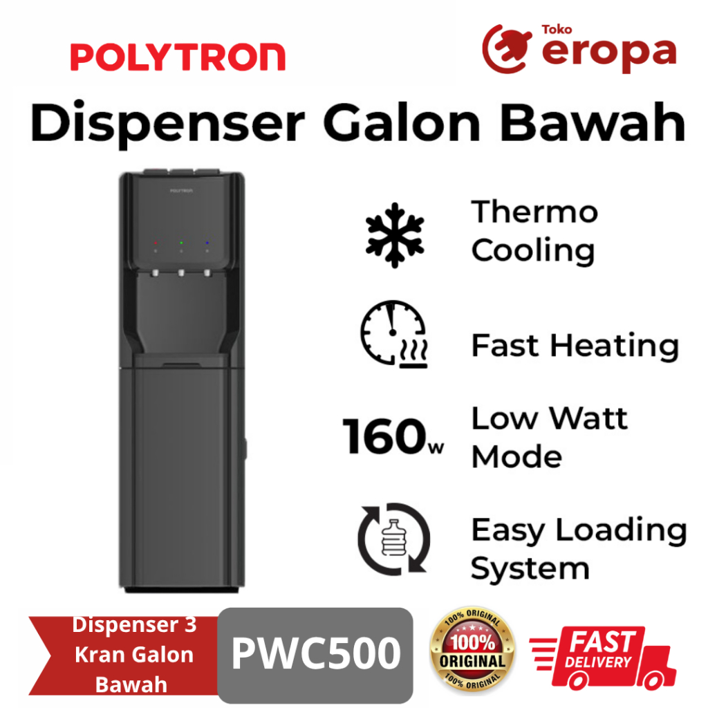 Dispenser 3 Kran Galon Bawah Polytron PWC500