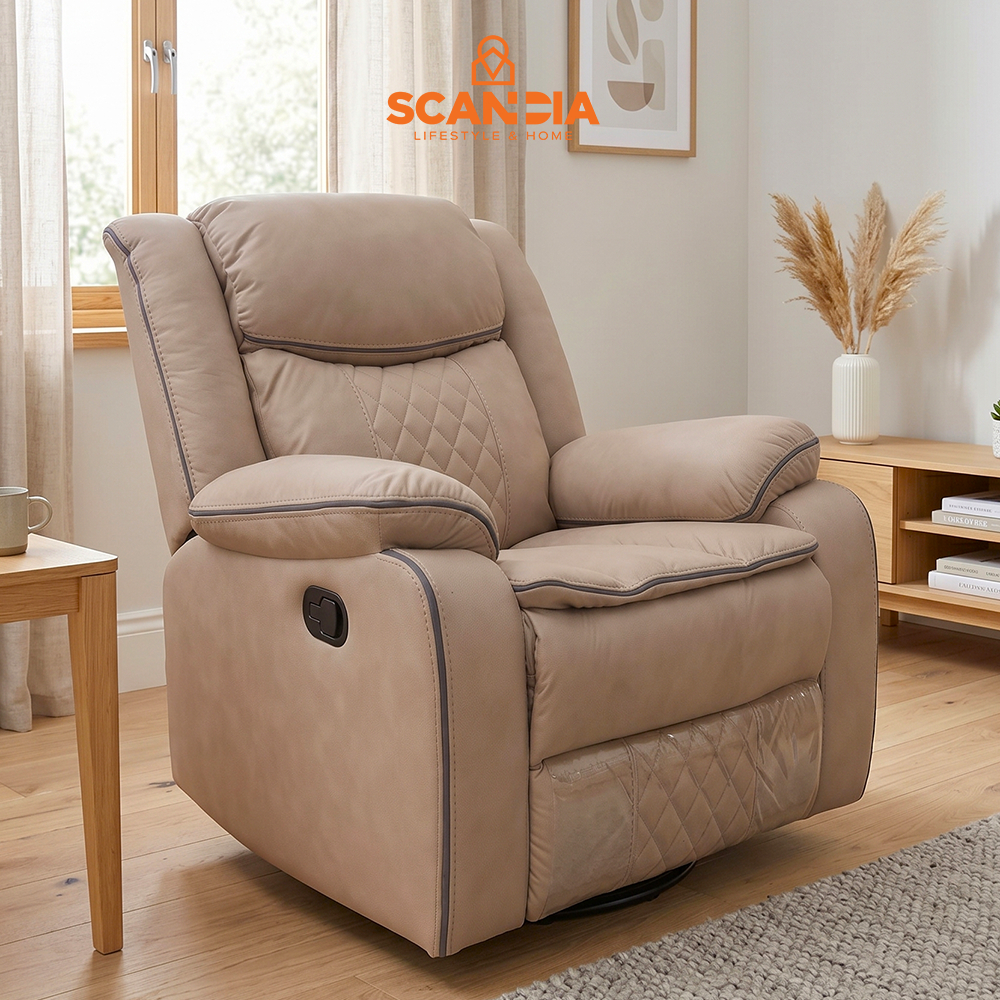 SCANDIA Dahlberg Sofa Recliner 1 Seater With Rocking 92x95x103 - Kursi Santai Nyaman Coklat Muda Tid