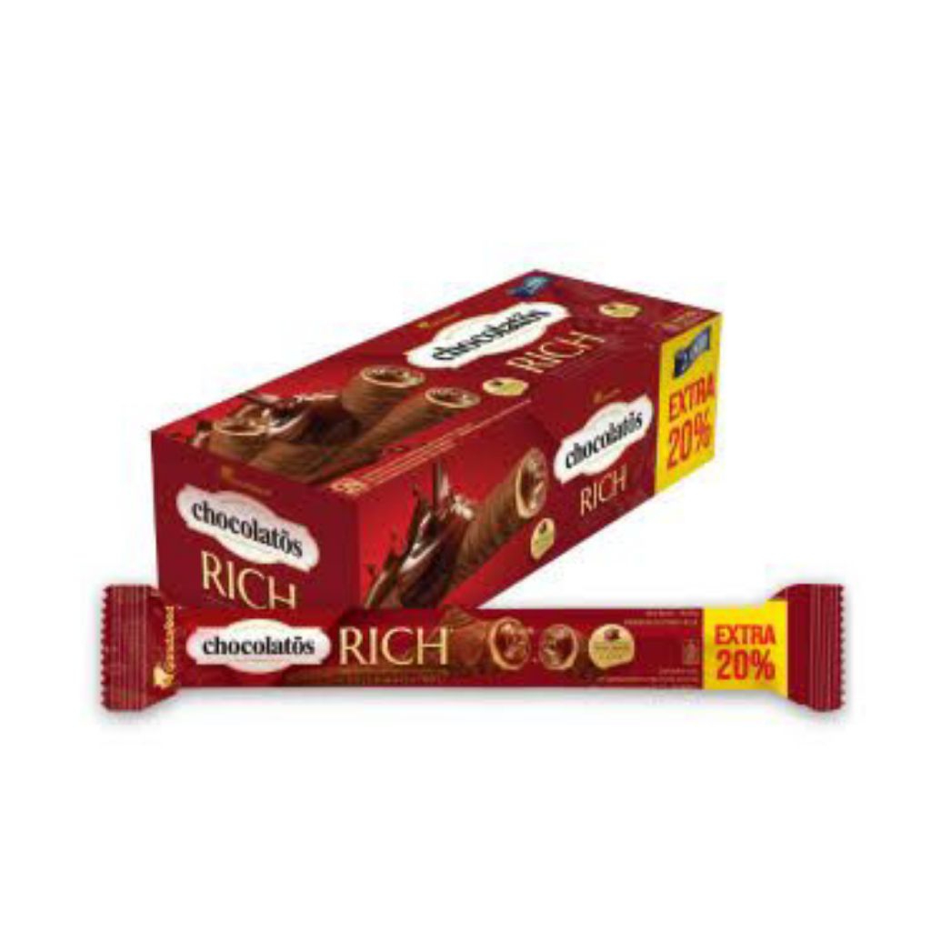 Chocolatos Rich Wafer Roll - 12 pcs, Rasa Coklat Italia, Krim Coklat Berlimpah