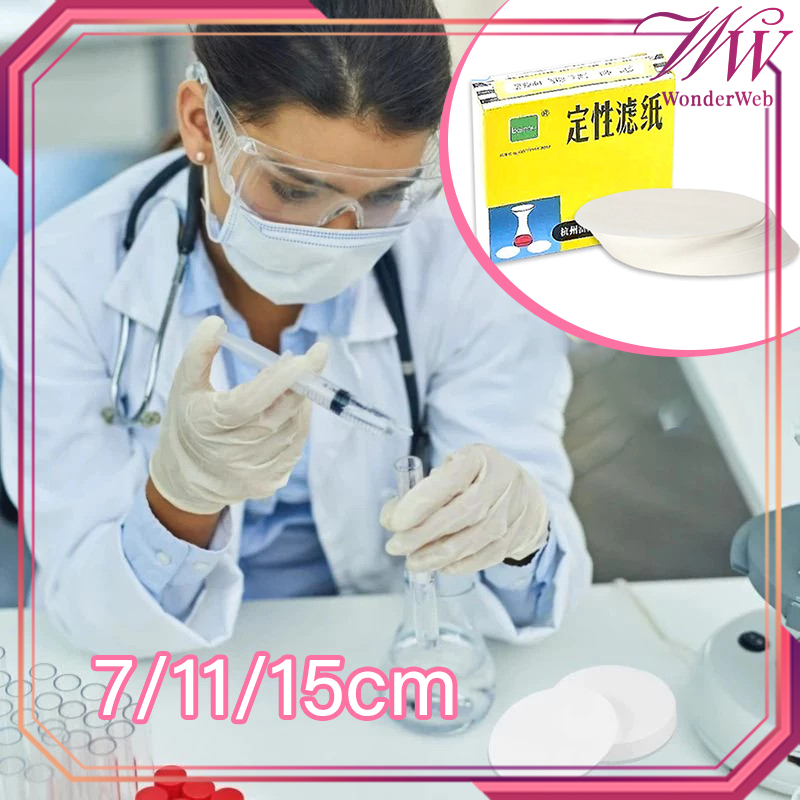100pcs/set Filter Paper Laboratorium 7/11cm Kertas Saring Bulat Membran Filter Larutan Saringan Cat 