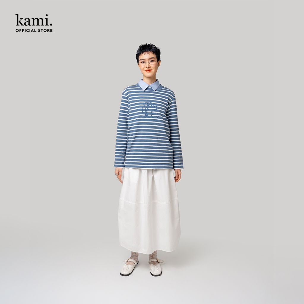 BASIC - MIKU DEBOSS T SHIRT TOP - BLUE