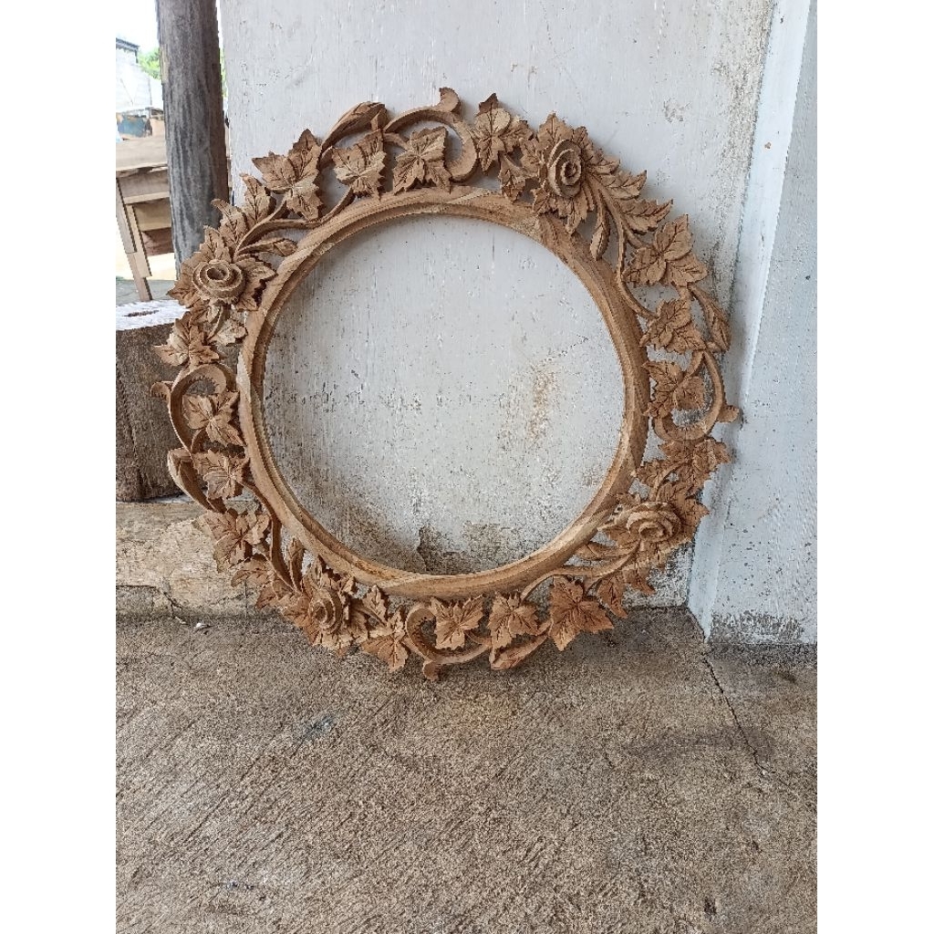 pigura ukir cermin ukir mirror ukir kayu jati