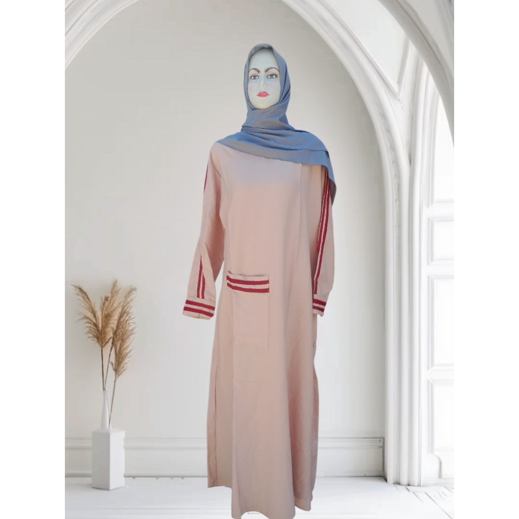Gamis Polos Bahan moscrepe