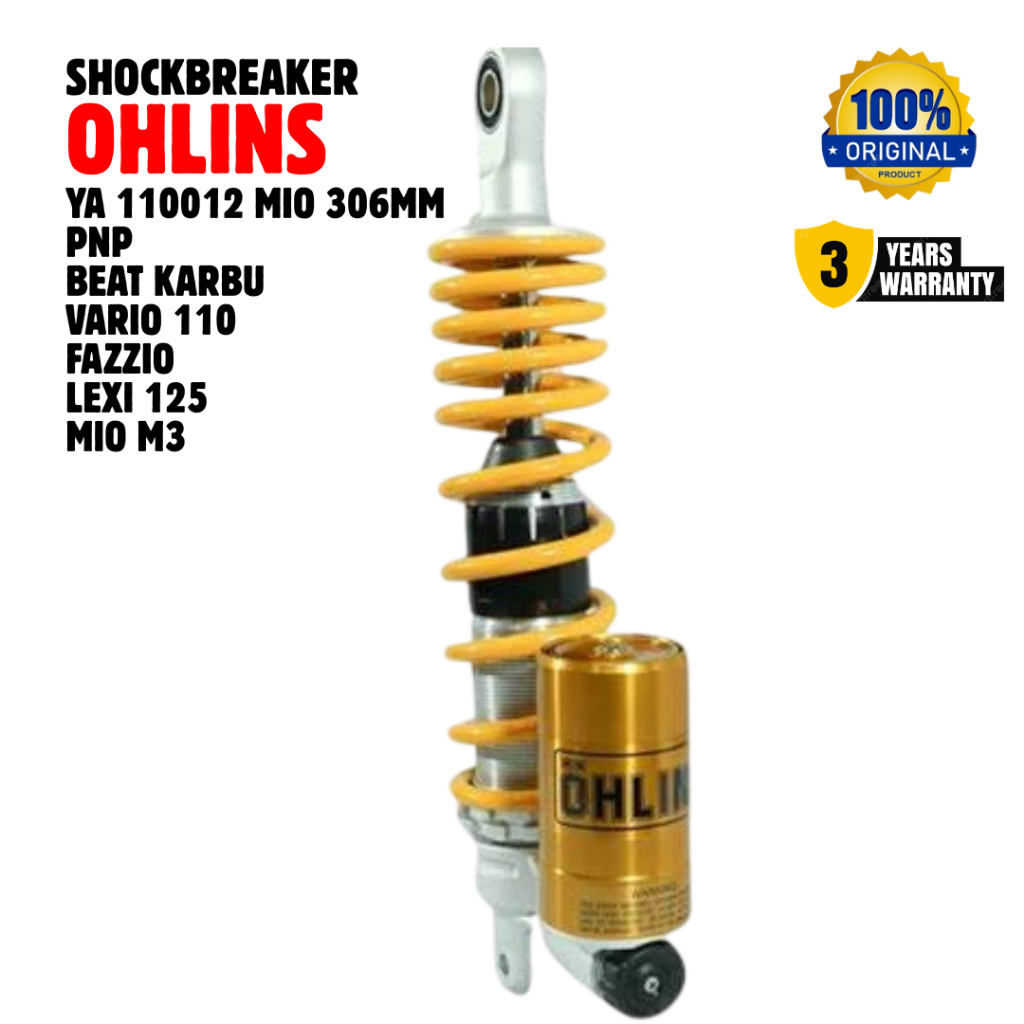 SHOCK BELAKANG SHOCK BRAKER OHLINS YAMAHA MIO YA 110012 FAZZIO BEAT KARBU MIO M3 ORIGINAL GARANSI RE