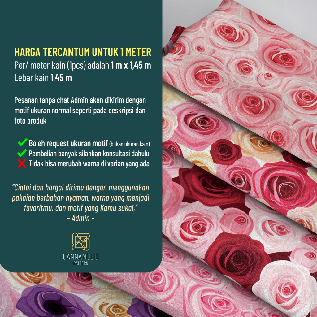 Kain Toyobo Motif BUNGA Mekar Spring Flower Lebar 145cm BLOOM
