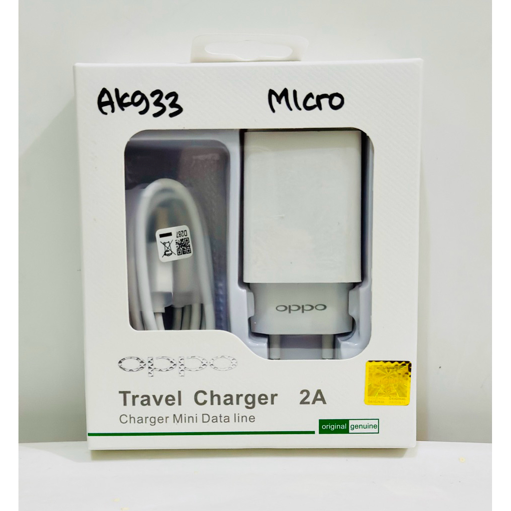 Charger OPPO 2A Original + Kabel Micro USB Fast Charging Cas HP Android Murah Lengkap