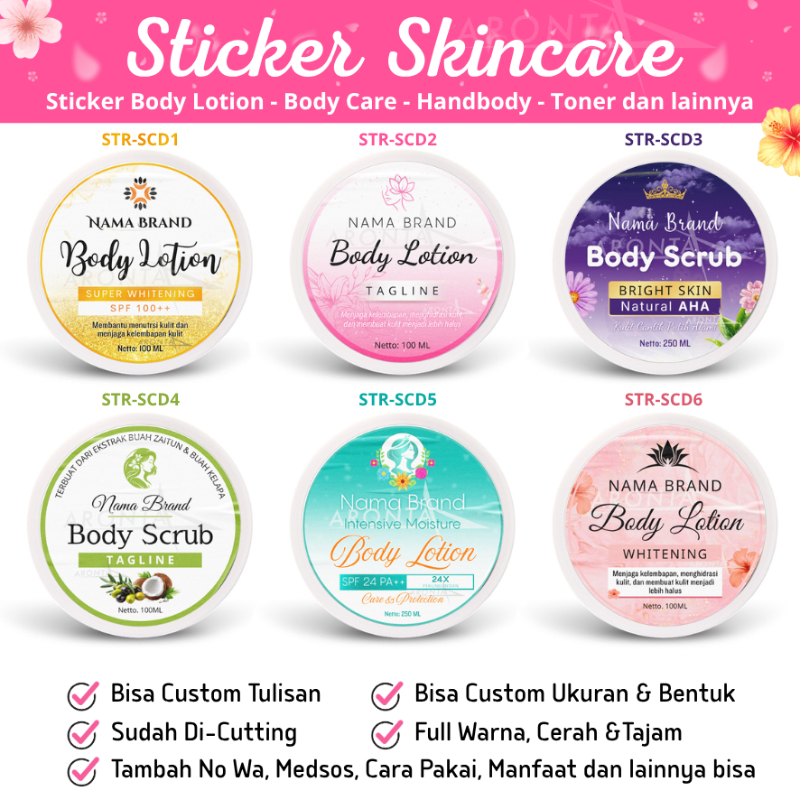 Stiker Label Produk Skincare Custom - Stiker Lotion - Sticker Toner - Custom - Free Desain