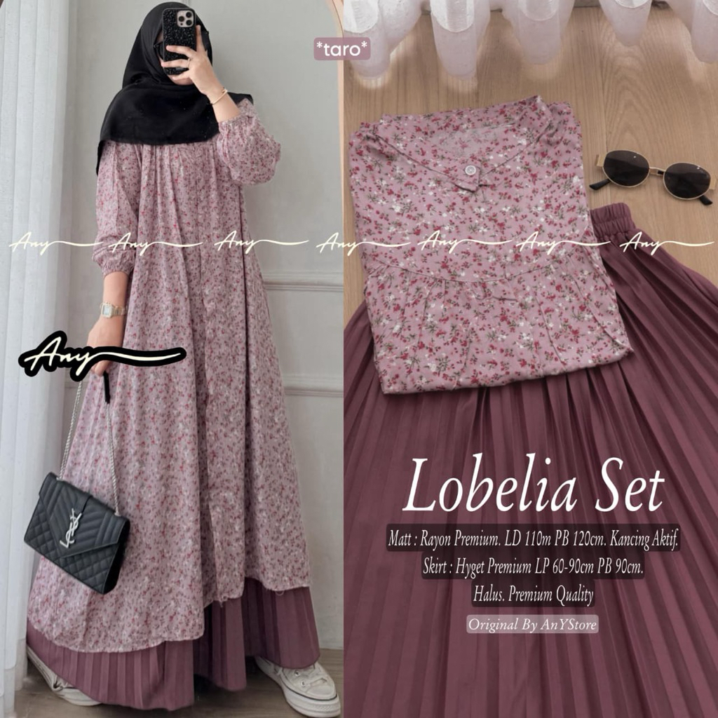 LOBELIA ARUNA BIANA FILANA OLAFA SET ORIGINAL BY ANY STORE oneset setrok setelan tunik motif bahan r