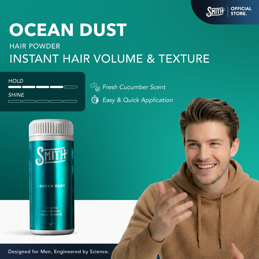 Smith Men Supply - Ocean Dust Hair Styling & Volumizing Powder 11gr | Hair Powder Pria | Bedak Rambu