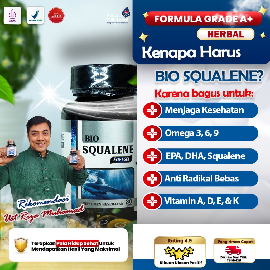 Suplemen Kesehatan Tubuh Bio Squalene Suplemen Alami Anak Dan Dewasa Terbuat Dari Ekstrak Minyak Hat