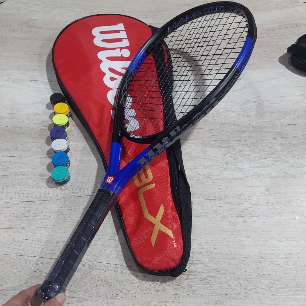 raket tenis wilson hammer 4 carbon blue import premium siap smash