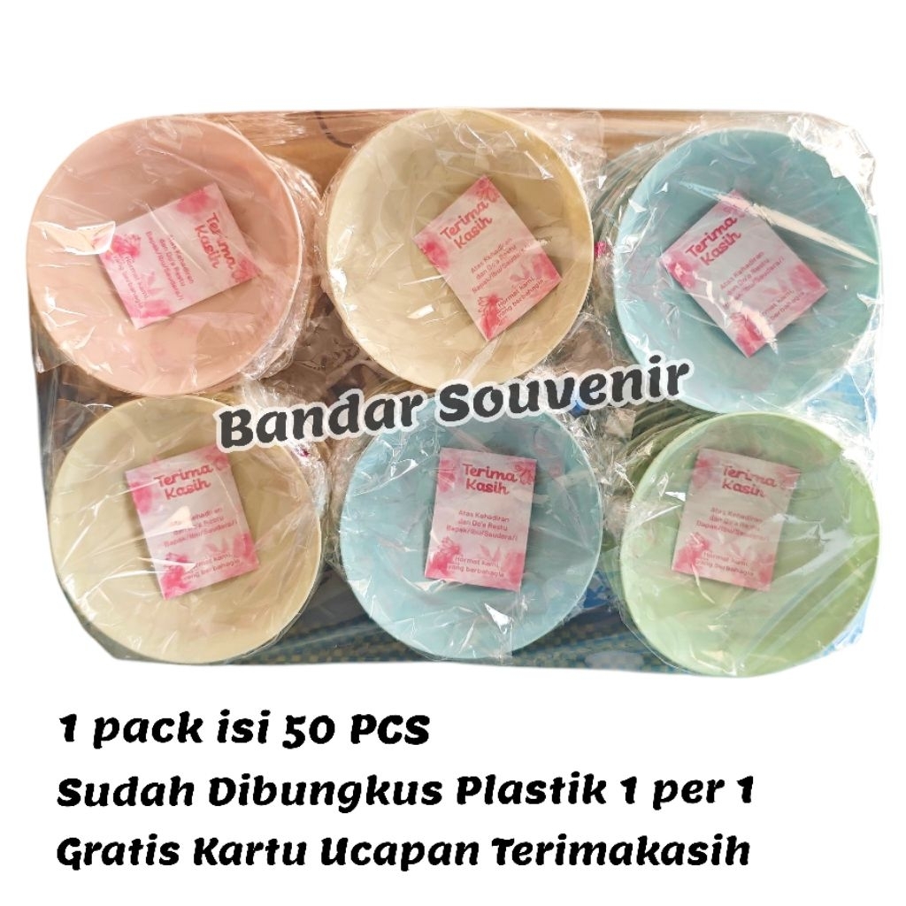 Isi 50 PCS Souvenir Mangkok Sambal Bulat Sudah Dibungkus Plastik dan Gratis Kartu Ucapan Terimakasih