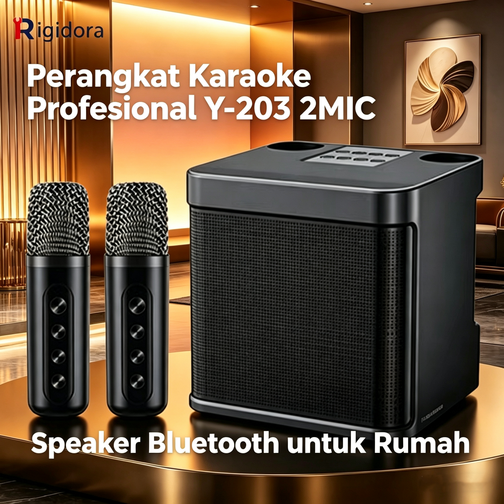 Rigidora Speaker Bluetooth Karaoke YX-203 Bluetooth Speaker 2 MIC HD Sound Quality 4.0 inci/10W