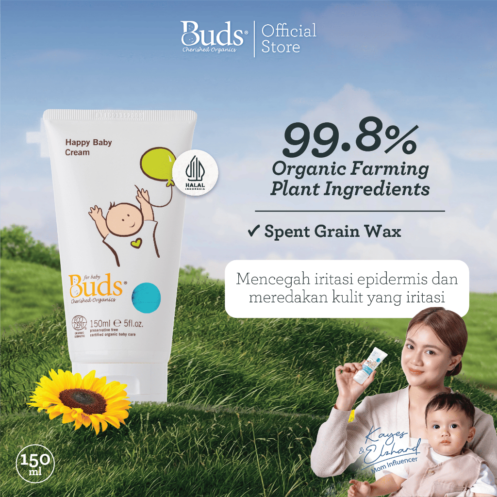 Buds Organics Happy Baby Cream - Lotion atau Krim Perawatan Kulit Bayi dan Anak