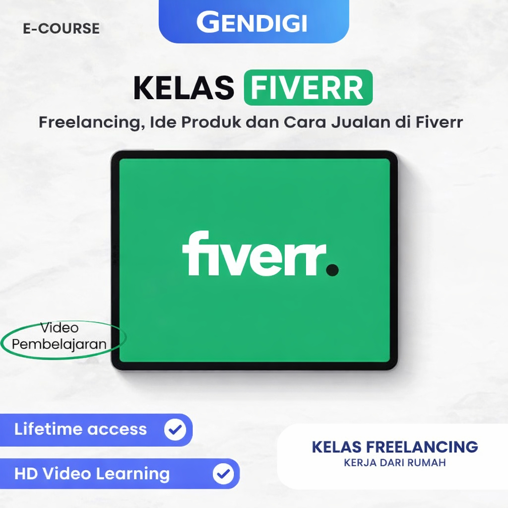 ECOURSE - KELAS FIVERR FREELANCING IDE PRODUK DAN CARA JUALAN DI FIVERR